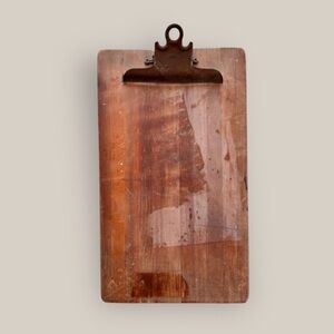 Vintage Industrial Wood Clipboard Metal Gem Clip Rustic Studio Decor